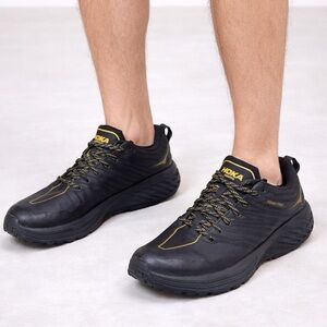 Hoka One One Speedgoat 4 GTX Trail Running Shoes Gore-Tex Black Yellow Size 13